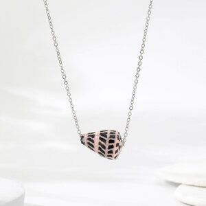 Hebrew cone shell necklace - silver chain